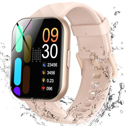 Parsonver Smart Watch for Women, 5ATM Waterproof for Swimming, Fitness Activity Tracker 100+ Sport Modes, Heart Rate/Sleep/SpO2/Steps Monitor, 1.8 HD Screen Smartwatch for Android & iOS, Rose Gold