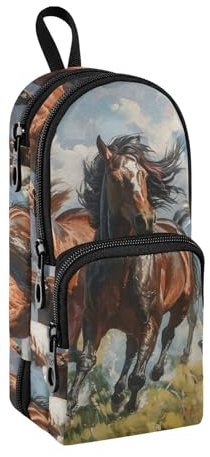 Trousse à crayons « A Few Galping Horses », grande capacité avec compartiment pour étudiants, cartable, papeterie, trousse à crayons, marqueur pour l'école, le bureau, le travail, Quelques chevaux au