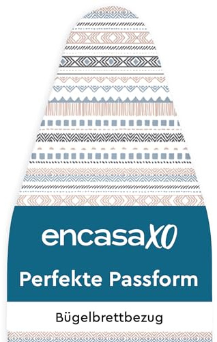Encasa XO strykbrädesöverdrag (112 x 34 cm) dragsnöre åtdragning med tjock 3 mm filtvaddering, enkel passform, skottbeständig, tryckt – smällare