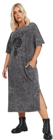 Yours Curve Rose Graphic Print T-Shirt Dress - Women's - Plus Size Curve