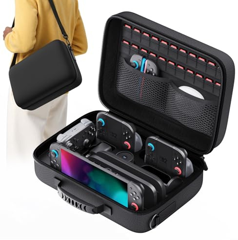 Lmcpa Custodia di Trasporto compatibile con Nintendo Switch 2,Custodia da Viaggio Rigida e Protettiva con 22 Alloggiamenti per Schede di Gioco, Borsa Capiente Antipolvere per Accessori Switch 2, Nero