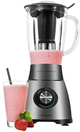 Cecotec Batidora de Vaso Power Black Titanium 2500MAX Spatula. 1800W, 22000 RPM, 6 Cuchillas Titanio, Jarra Termorresistente 1.8L, 5 Velocidades, Turbo, Filtro Licuado, Metaluxe, Cierre Hermético
