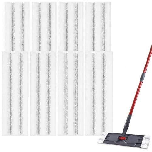 8-pack mikrofiberöverdrag för plattmopp, 40,5 × 11,3 cm, tvättbara och återanvändbara moppdukar för våt- och torrstädning, grå