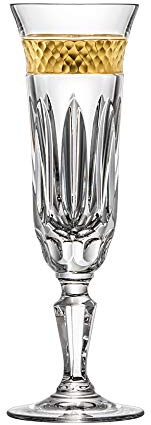 ARNSTADT KRISTALL Sektglas Bloom Gold (21,7 cm) - Kristallglas mundgeblasen · von Hand geschliffen · Handmade in Germany · inkl. 24 Karat Goldrand
