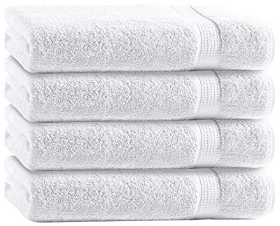 Class Home Collection Frottee Gästetücher 30x50 cm – 4er Set Gästetuch – Besonders weiche & saugfähige Gästetücher aus 100% Baumwolle mit Aufhänger – Weiß