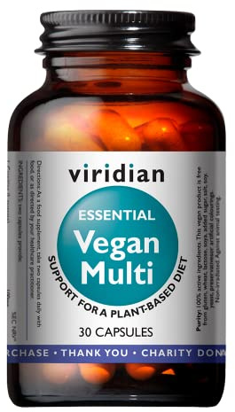 Viridian - Essential Vegan Multivitamin - 30 Caps | Balanced Formula for Plant-Based Diets | Vitamin B12, Iron, Zinc & Vitamin C | 27 Essential Vitamins & Minerals | Nutritionist Formulated
