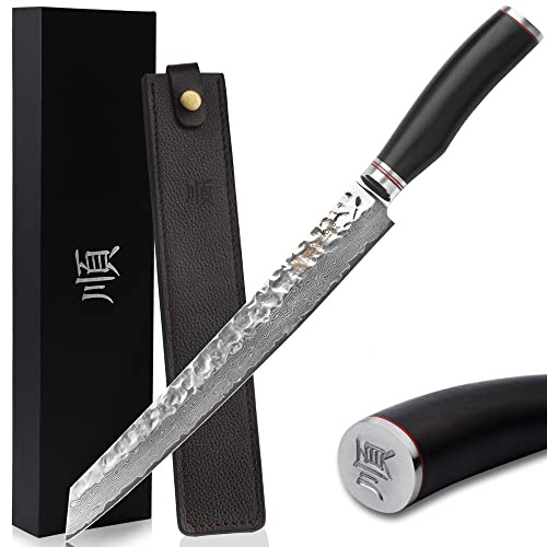 YOUSUNLONG Coltello per affettare e intagliare - Coltello da cucina professionale giapponese 11 Acciaio damasco Design ergonomico - manico in ebano
