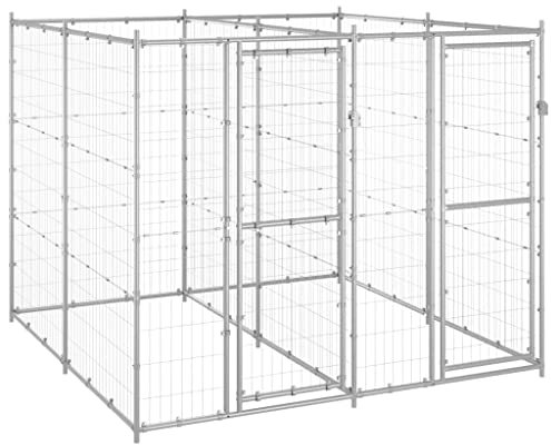 vidaXL Chenil Extérieur Acier Galvanisé 4,84 m² Enclos Niche Cage pour Chiens