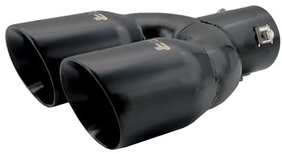 Simoni Racing Embout d'Échappement Rond Double/Oblique Inox Noir - 2xØ76xL240mm - Montage 34-60mm