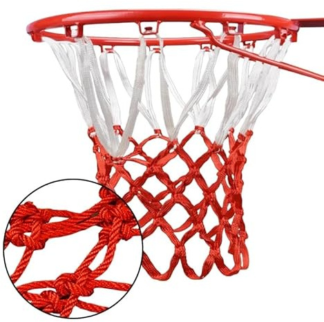 Rete per canestro da Basket 12 Anelli Nylon Rosso/Bianco 48 cm colori rete ricambio per pallacanestro
