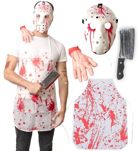 6 pcs Serial Killer Costume - Halloween Costumes For Men - Adult & Teen One Size Fits All - 2025 Trending Fancy Dress - UK Based Brand
