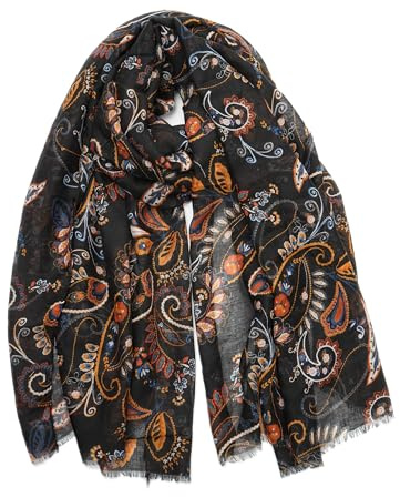 YOUR SMILE Large Boho Scarf for Women Lightweight Floral Printed Scarves Fall Winter Fashion Fringed Shawl wraps (47)