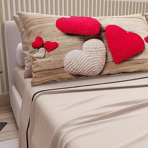PETTI Artigiani Italiani - Lenzuola in Cotone con Federe in Stampa Digitale, Lenzuola Letto Singolo, Completo Letto Singolo, Beige, 100% Made in Italy