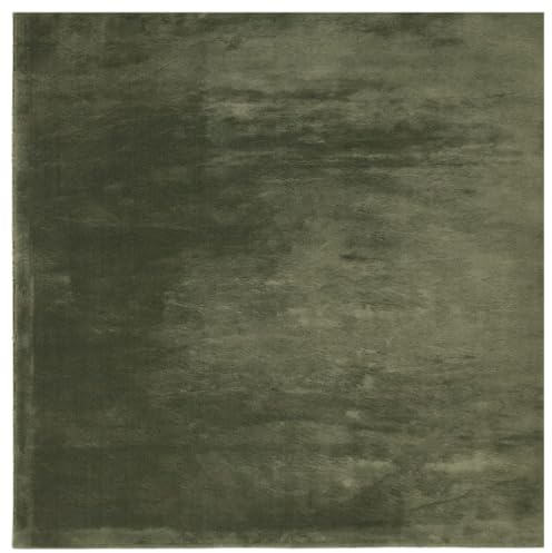 vidaXL Teppich, Wohnzimmerteppich Kurzflor Weich Waschbar, Moderner Teppich für Wohnzimmer Schlafzimmer, Flauschig Einfarbig rutschfest, Waldgrün 120x120cm