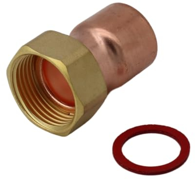 Lötfitting Hahnanschluss gerade, Löt-Fitting aus Kupfer, Halbe Verschraubung Hahnanschluss mit Überwurfmutter, Kupferfitting (15 X 1/2)