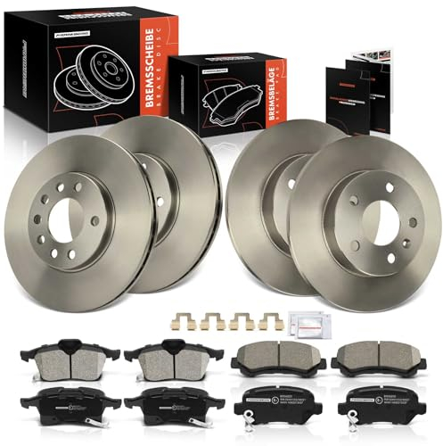 Frankberg 4x Bremsscheiben + 8x Bremsbeläge mit Bremsenschmiermittel Kompatibel mit Astra H A04 2005-2010 Meriva X03 2003-2010 Zafira B Kasten/MPV A05 2005-2015 Replace# 9117678