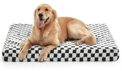 JOEJOY Dog Bed for Large Dogs, XLarge Orthopedic Dog Bed with Removable Washable Cover, Cute Modern Plush & Memory Egg Crate Foam Dog Bed, 42 x 28 inch, Grey