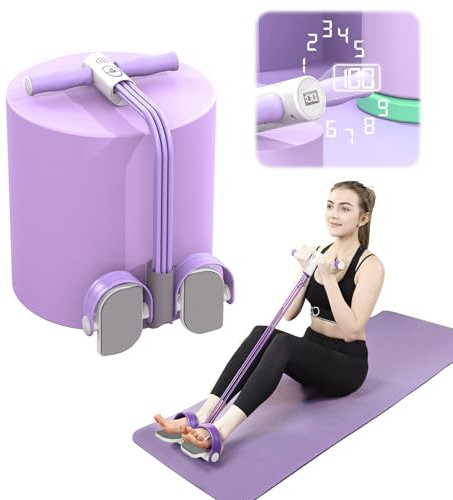 Multifunctional Pedal Puller Resistance Rope - Counting Gym Bands Resistance with Handle, 6 Tubes Ankle Resistance Bands, Home/Pilates/Workout Equipment Accessories for Women Fitness (PURPLE - COUNT)