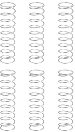 QUARKZMAN 6 st tryckfjädrar, tråddiameter 1 mm x OD 15 mm x längd 60 mm fjäder förlängning rostfritt stål 304 fjädrar tryck kulspetspenna för hushållsreparation, silver