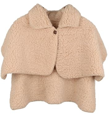 Fonowx Mantella con spalla avvolgente con scialle invernale da donna, scialle in morbido pile con poncho, imbottitura protettiva per il collo per l'ufficio, albicocca