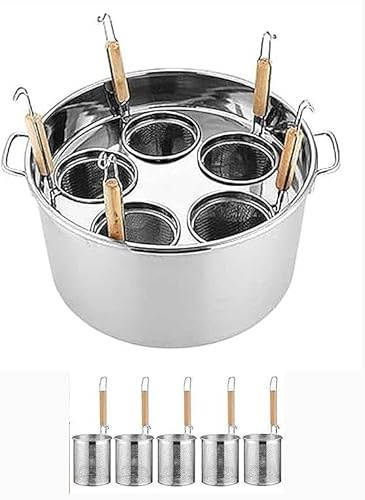 LBLFEBD Pasta Cooker Insert Set Commercial Stainless Stockpots with Divider and Colander Strainer Multipots Cooking Tool Kitchen Noodle Boiler Bucket for Pasta, Noodles, Veggies