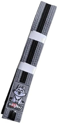 OSS Combat Sports BJJ - Cinturón infantil aprobado por la IBJJF, 100% algodón, ligero, diseño duradero, listo para competición, perfecto para jóvenes practicantes brasileños de Jiu-Jitsu., Gris-negro,