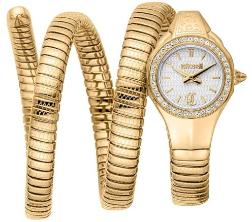 Just Cavalli Analoge Quarzuhr für Damen mit Edelstahlarmband JC1L355M0025, Silber/schwarz, Mode