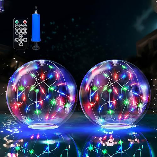 2 Pièces Lampe Flottante Piscine Solaire, Ø 35cm Boule Lumineuse Piscine Flottante Solaire, Boule Lumineuse LED Piscine à Couleurs Changeantes Étanche IP68, Boule Lumineuse Gonflable pour Jardin