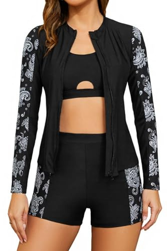 SHEKINI Women's 3 Piece Rash Guard Sets Long Sleeve