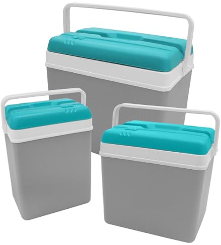 Daniel James Large Cool Box - 15L, 24L or 35L Insulated Cooler Box with Carry Handle & Lid for Ice Cold Food & Drink - Lightweight & Durable for Camping, Picnic & Travel (Grey, 15-Litre)