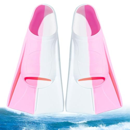 Aletas de natación para niños, aletas cortas 100% silicona para niños, aletas de snorkel de silicona, aletas de entrenamiento, aletas de entrenamiento ligeras y cortas, aletas de entrenamiento para
