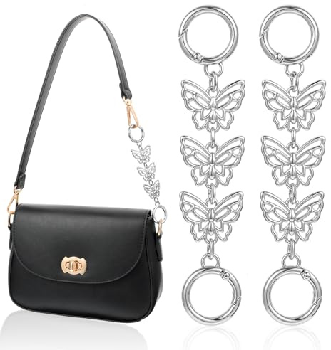 Guduling 2 Pcs Bag Extender Chain,Metal Bag Strap Extender,Butterfly Coach Bags Extenders for Handbags, Shoulder Bags, Luggage, Basket Decoration(Silver)