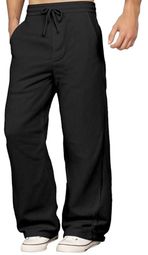 Pantalon décontracté rétro en velours côtelé pour homme - Style coréen - Confortable et confortable, Noir , L