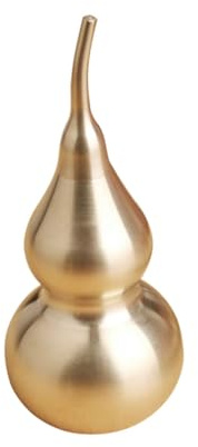 VICASKY Gourd Desktop Ornament in Brass and Copper, Golden Vintage Style | Symbolic Warding Accent for Office Altars, Holds Incense Sticks or Small Keepsakes