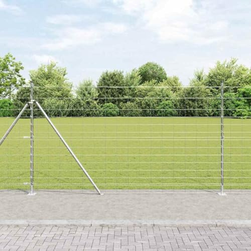 Recinzione in rete metallica, recinzione, recinto selvatico, argento 50 x 1,4 m, acciaio zincato per balcone, parco, area ricreativa, privacy