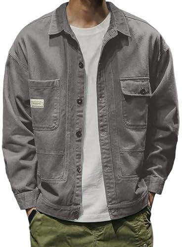 Veste Jean Homme Mi Saison Jacket Légère en Jeans Grande Taille Blouson Printemps Décontracté Léger Été Western