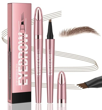 Lápiz de Cejas Mágico con 4 Puntas, Lápiz de Cejas 3D Resistente al Agua, Eyebrow Pencil de Precisión, Crear Naturales (02# Marrón oscuro)