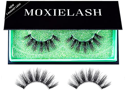 MoxieLash Magnetic Eyelashes - Money Lash | Reusable Magnetic Lashes, No Glue or Alcohol, Full Glam Volume - Unique Clusters of Long & Dense Lashes, Professional Faux False Eyelashes, Mink - 1 Pair
