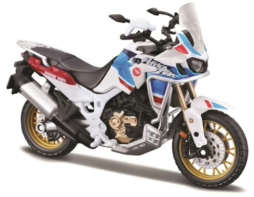 Bburago HONDA AFRICA TWIN ADVENTURE Motorbike- 1:18 Scale - Incredibly Detailed Die-Cast Replica Collectible Motorcycle Model, White