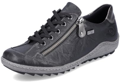 Remonte Mujer Zapatos con Cordones R1402, señora Zapatos Deportivos con Cordones,Plantilla Desmontable,Repelente,remonteTEX,Schwarz Kombi,40 EU / 6.5 UK