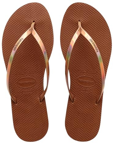 Havaianas - You Metallic, Sandalias Cómodas, Elegantes y Versátiles, Tiras Finas con Acabado Metálico, Pequeño Tacón, Mujer
