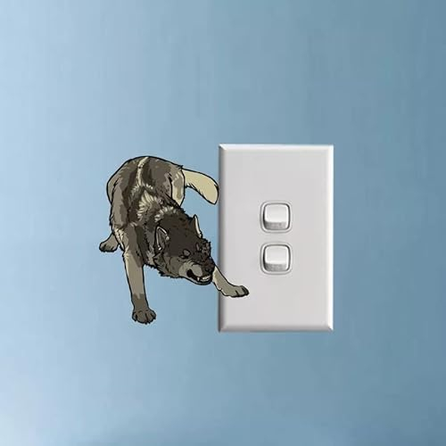 SHMAZ Schäferhund mit Zähnen Dekor Schalter Wandtattoo Wohnzimmer Schlafzimmer personalisiert