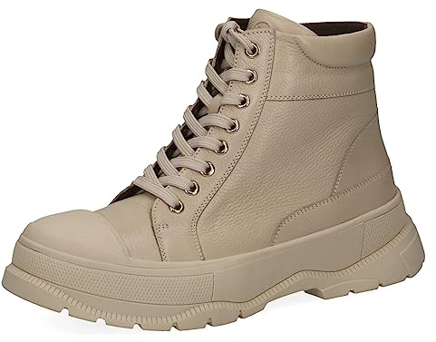CAPRICE Damen Stiefeletten zum Schnüren Climotion aus Leder Plateau Weite G, Beige (Ecru Nappa), 39 EU