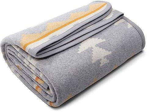 ACUSHLA Merino Wool Throw - Soft Warm Thick Washable Bed Couch Outdoor Camping Travel Car Blanket Throw All Season, Morocco Grey 63 x 51