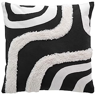Douceur d'Intérieur, Housse de Coussin (40 x 40 cm) Mirade Noir, Coton Imprimé Tufté