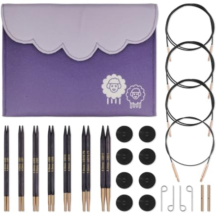 KnitPro J'Adore Cubics Alfileres para tejer, circulares, intercambiables, longitud normal, juego de lujo