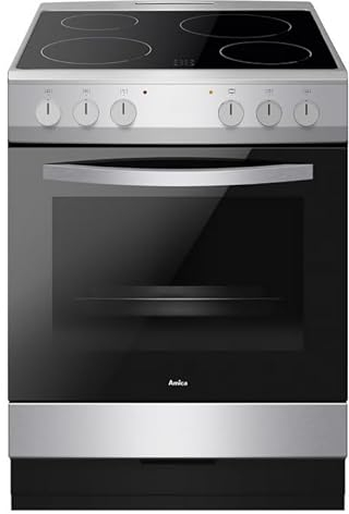 Amica AFC601SS 60cm Ceramic Electric Cooker with Single Oven, A Rated, 2 Year Warranty - Silver