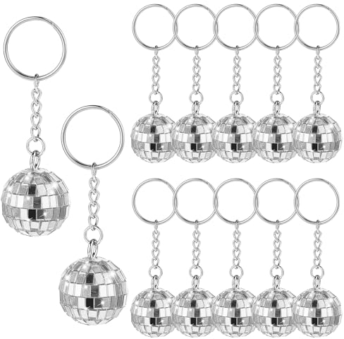 Confezione da 12 Portachiavi con Palla da Discoteca Decorazione Palla Discoteca Palla a Specchio Portachiavi Fai da Te Regali per Feste Anni '70 Set per Halloween Natale Festa di Nozze Casa