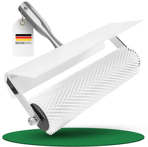 Stachelwalze für Ausgleichsmasse (25cm) inkl. Spritzschutz und Stielaufnahme - Entlüftungswalze mit 11mm Stacheln