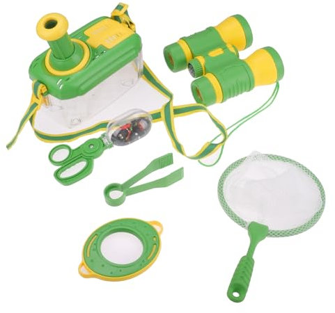Doafoce Jouets Explorateur Extérieur Enfant Kit Ensemble de Attrape Insecte pour Enfants avec Jumelles Enfant, Loupe Enfant, Boite Loupe Insecte pour Enfants Exploration en Extérieu Observant